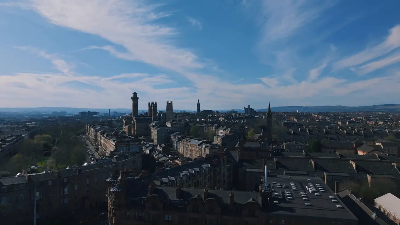 Glasgow from above, Glasgow, filmed by drone