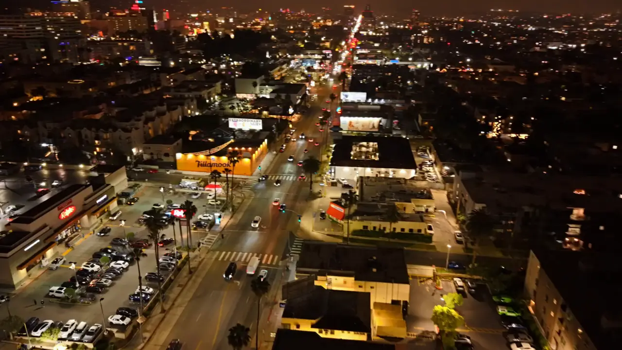 Los Angeles at night, Los Angeles, California, filmed by drone